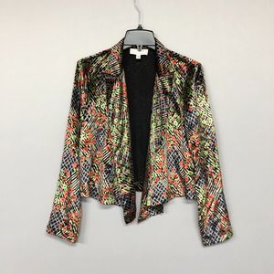 Ettitwa by Anthropologie Women Velvet Open Front Jacket Size 6 Floral B196 -22
